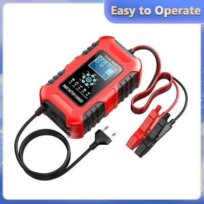 Immagine prodotto di Caricabatterie intelligente - 12/24V, 10A/5A - Display LCD - Funzione di riparazione a impulsi - Adatto per batterie AGM, GEL, LiFePO4 e batterie al piombo - Protezione da surriscaldamento e controllo della temperatura