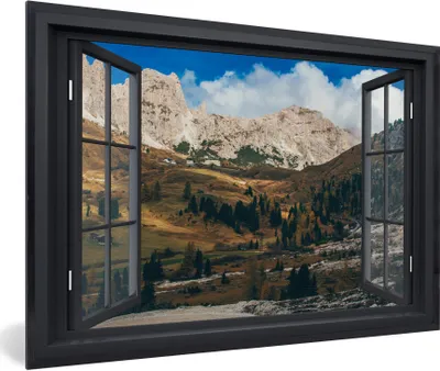 Produktbild von MuchoWow® MuchoWow® Gerahmtes Poster Aussicht - Berge - Grün 60x40 cm - Poster mit zchwarzem Bilderrahmen - Printing - Wanddeko Schlafzimmer