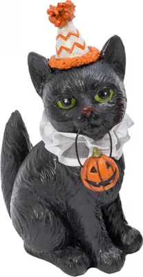 Produktbild von Halloween Clowns Katze mit Kürbis als Dekofigur 15cm