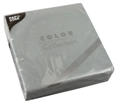Produktbild von PAPSTAR Servietten 1/4-Falz, 38x38 cm grau, mikrogeprägt | Folie (30 Stück)