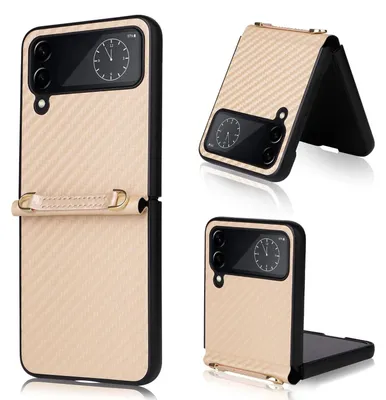 Produktbild von Für Samsung Galaxy Z Flip4 5G Kunstleder / Kohlefaser Handy Tasche Etuis Hülle