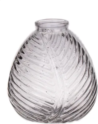 Produktbild von INNA-Glas Flaschenvase NELLOMIO mit Blattstruktur, Glas, klar, 13 cm, Ø 12 cm - Vase transparent