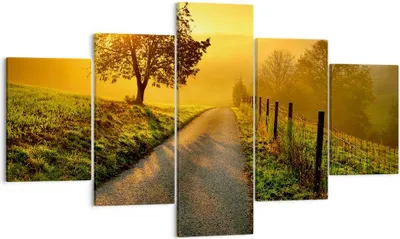 Produktbild von Bild auf Leinwand - Leinwandbild - Feld Straße Baum - 125x70cm - Wand Bild - Wanddeko - Wandbilder - Leinwanddruck - Bilder - Kunstdruck - Wanddekoration - Leinwand bilder - Wandkunst - EA125x70-3851