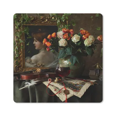 Produktbild von MuchoWow® Mauspad Mousepad Stilleben - Malerei - Blumen 20x20 cm - Mousepads - Maus Mat - Pad - Mausunterlage - Desk Mat - Bureauartikeln