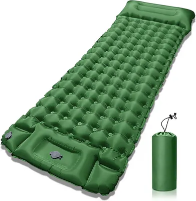 Imagen del producto de Colchón inflable para camping, impermeable, con bomba de pie y almohada, ultraligero, ideal para camping