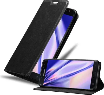 Produktbild von Cadorabo Hülle für Samsung Galaxy J7 2018 Schutz Hülle in Schwarz Handyhülle Etui Case Cover Magnetverschluss