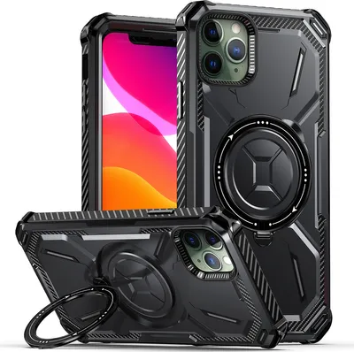 Image de Étui de protection pour iPhone 11 Pro Étui kickstand magnétique, compatible avec le chargeur Magsafe Noir