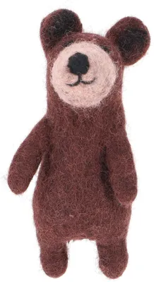 Produktbild von Handgemachte Fingerpuppe aus Filz - Bär, Braun, Wolle, 9*4*3 cm, Deko aus Filz