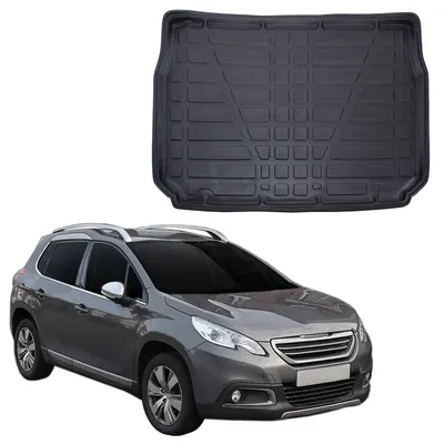 Produktbild von SCOUTT | Kofferraumwanne Laderaumwanne Kompatibel mit Peugeot 2008 2013-2018, mit Hoher Rand, Kofferraum-Schutzmatte, Geriffelt, Aufrollbar, Schwarz