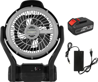 Produktbild von Camping-LED-Ventilator mit Licht, 4000 mAh, wiederaufladbarer Akku, Outdoor-Zeltventilator, stufenlos einstellbare Geschwindigkeit, 120¡ã Kopfdrehung, Tischventilator fuer Camping, Angeln, Stromausfall, Hurrikan, Baustelle