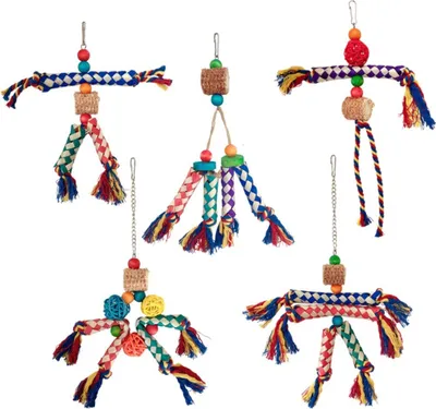 Image de Paquet de 5 jeux de jouets à mâcher colorés pour oiseaux Perroquet Recherche de nourriture Shredder Jouet de recherche de nourriture Shred Hanging, Perroquet confortable