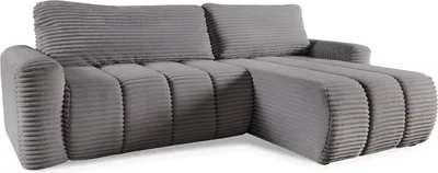 Produktbild von MEBLINI Schlafcouch mit Bettkasten - Kleines Ecksofa mit Schlaffunktion - Sofa mit Relaxfunktion und Kissen - Kleine Couch L-Form - Eckcouch - CASIVO - Universal - 264x157x93cm - Grau Cordstoff