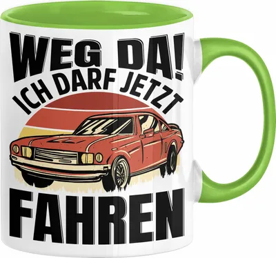 Produktbild von Führerschein Bestanden Geschenk Tasse Führerscheinprüfung Bestanden Geschenkidee Weg Da Ich Darf Jetzt Fahren (Grün)