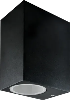 Produktbild von Grafner UP and DOWN Aluminium Wandlampe, schwarz, 2x GU10, IP44, für außen und innen, KEIN ROST – Pulverbeschichtung, oben unten Wandleuchte Lampe Außen Hoflampe Wand Außenleuchte Leuchte eckig