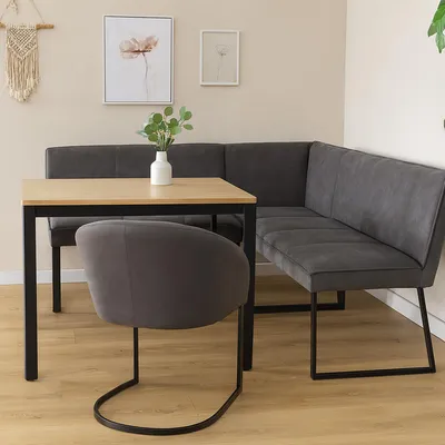 Produktbild von Eckbank 152 x 192 cm Schwarz Vemal kurzer Schenkel links