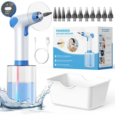 Produktbild von Elektrisches Ohrenschmalz-Entfernungsset: 2000-mAh-Ohrenschmalzreiniger mit Wasserkraft und 4 Druckstufen – effektives Ohrreinigungsset, wasserdicht