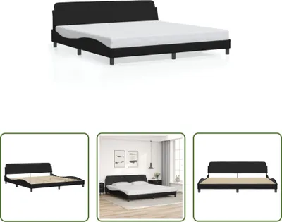 Produktbild von The Living Store Bettgestell mit Kopfteil Schwarz 200x200 cm Kunstleder