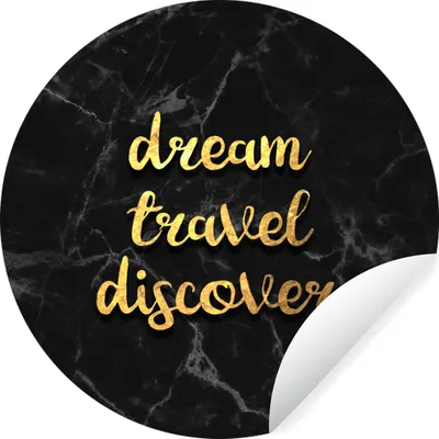 Produktbild von MuchoWow® Runde Wandtattoo - Wandsticker Tapete Aufkleber Zitat - Reisen - Gold - Marmor Ø 50 cm Selbstklebend und Repositionierbar - Wandaufkleber - Kreis - Wand Kreis - Wand Bild - Foto Tapete - Selbstklebende - Wohnzimmerdekoration - Wand Dekoration - Kinderzimmer