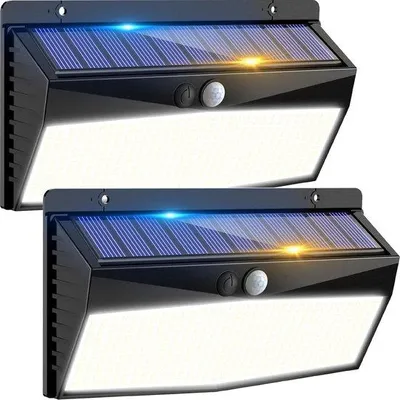 Obrázok produktu pre LED osvetlenie na vonkajšie použitie, 3-stupňové solárne osvetlenie, vodotesné, do záhrad, garáží a na terasy, studené biele svetlo, balenie po 2 ks