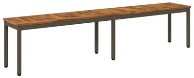 Zdjęcie produktu dla Ławka ogrodowa vidaXL, wymiary: 201 x 35 x 45 cm, wykonana z litego drewna akacji, kolor: naturalny i kawowy