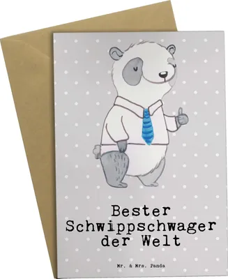 Produktbild von Mr. & Mrs. Panda Grußkarte Panda Bester Schwippschwager der Welt - Grau Pastell - Geschenk, Geschenkidee, hochzeitskarten, Familie, Verwandtschaft, Schwibschwager