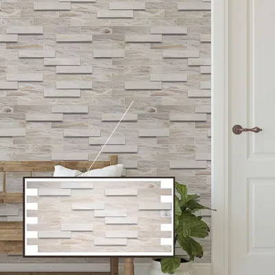 Produktbild von 3D-Wandpaneele PVC | Holzoptik | Gebleichte Eiche - 20 Platten - 10 m² | Für Wohnzimmer, Küche & Bad | Einfache DIY-Montage