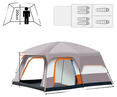 Immagine prodotto di Tenda da campeggio, spaziosa, per 4-6 persone, impermeabile e con protezione solare, beige (L)