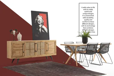Obrázok produktu pre Príborník Komoda Drevený príborník Hnedá skriňa Jedáleň Moderný dizajn