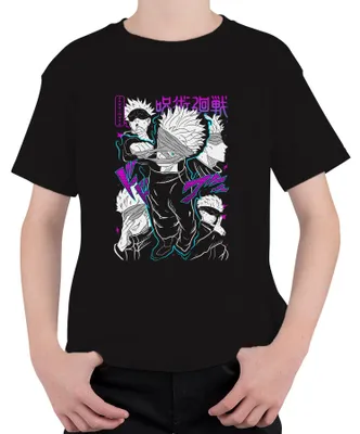 Zdjęcie produktu dla Satoru Gojo Jujutsu Kaisen Anime Manga Blindfold Gift Cool Uni Kids T-Shirt, Czarny, 104
