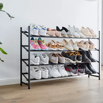 Produktbild von Metallenschuhregal schmal schwarz 20 Paar