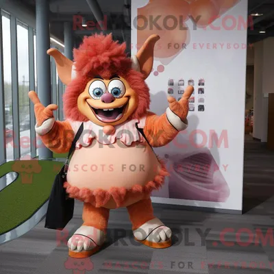 Obrázek produktu pro Postava REDBROKOLY maskota Broskvového zlobra oblečená v minisukni a klíčenkách