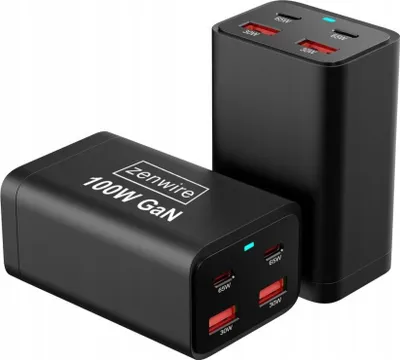 Produktbild von Netzladegerät - Netzteil - 100 W - Ladegerät-Stecker - Gan Iii AC-Kabel - 2x USB-C - 65 W - 2x USB-A