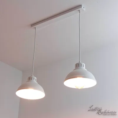 Produktbild von Pendelleuchte Industrie "Sven" Weiß Metall 2-flammig Hängelampe Wohnzimmer Esszimmer Esstisch