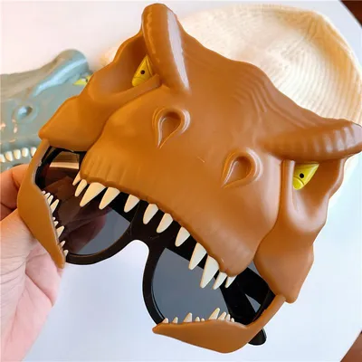 Produktbild von Lustige Cartoon-Dinosaurier-Brille für Kinder, Kostüm, Geburtstagsfeier, niedliche Sonnenbrille, Fotografie-Requisiten für Cosplay, braun