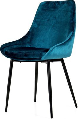 KAWOLA Stuhl Esszimmerstuhl Velour midnight blue LEILA petrol