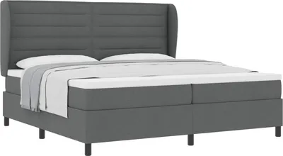 Obrázek produktu pro vidaXL Skříňová postel s matrací tmavě šedá 200 x 200 cm látka