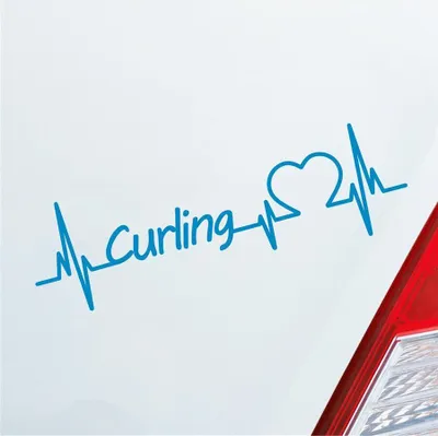 Produktbild von Auto Aufkleber Curling Herzschlag Wintersport Eis Team Sport Liebe 19x6 cm Hellblau Sticker Heckscheibenaufkleber