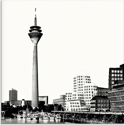 Produktbild von ARTland Glasbild Düsseldorf Collage Skyline 15 Größe: 30x30 cm