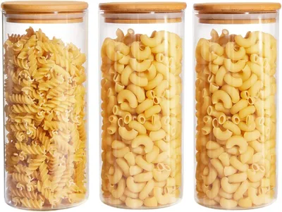 Vorratsgläser 3er-Set 1000 ml mit Bambusdeckel luftdicht