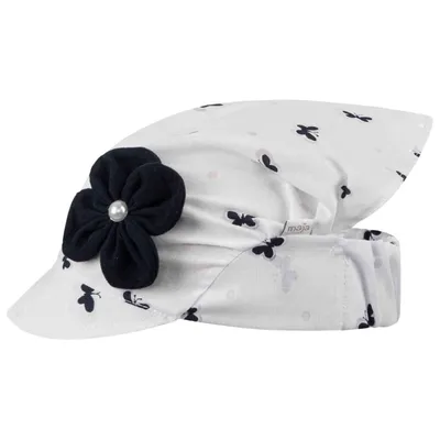 Produktbild von Schirmmütze Kopftuch Sommer Mütze Schildmütze Mädchen Baby Kappe, Weiß/Dunkelblau, Gr. 44-46