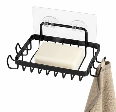Productafbeelding van Zeepbak zonder boren - Zelfklevende zeephouder voor de douche - RVS, zwart