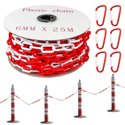 Absperrkette 25 m, 6 mm, rot-weiß, Kunststoff, Warnkette