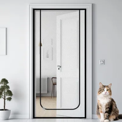 Katzennetz Balkon 90x210 cm mit Reißverschluss, grau/schwarz