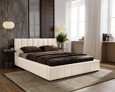 Produktbild von Polsterbett 200x200 für das Schlafzimmer DIANA mit Stauraum und Lattenrost, Kopfteil und gepolsterter Korpus,  wollweiß ( Magic Velvet 2250 )