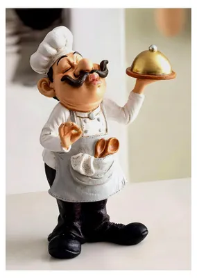Produktbild von Dekofigur Chefkoch Francois aus Polyresin, 23 cm hoch, humorvolle Statue für Küche und Esszimmer