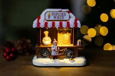 Productafbeelding van Feestelijke LED Popcornwagen: Magische Kerstdecoratie Voor Een Sfeervol Thuis