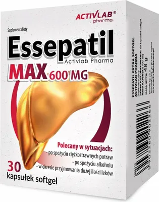 Zdjęcie produktu dla Essepatil EXTRA MAX 600 mg wysoka wartość fosfolipidów sojowych Activlab Pharma