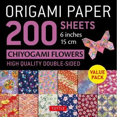 Immagine prodotto di Carta per origami 200 fogli Fiori chiyogami 6" (15 cm)