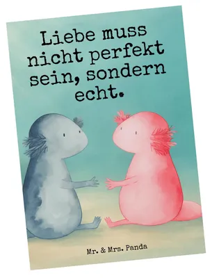Produktbild von Mr. & Mrs. Panda Grußkarte Axolotl Liebe Design - Weiß - Geschenk, Kunstkarten, Ehemann, Lurch, Valentinstag, Postkarte, Postkarten, Ansichtskarten, Ansichtskarte