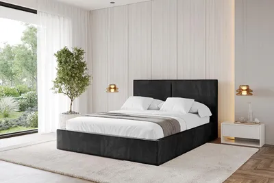 Produktbild von ALTDECOR Polsterbett mit Bettkasten - VANTO 160x200 Schwarz - Bett mit Kopfteil, Boxbett ohne Matratze, Doppelbett mit Stauraum